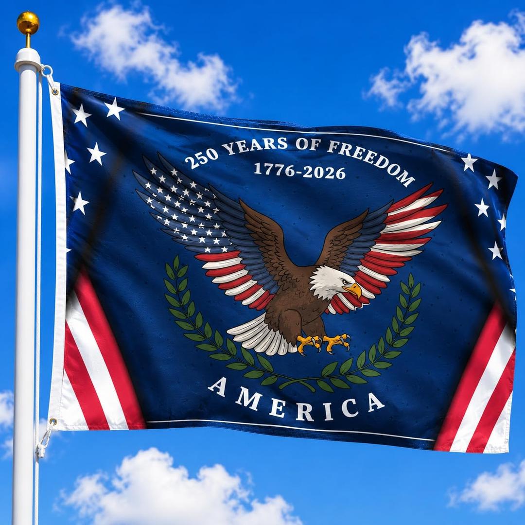 250th Anniversary American Flag 3x5 Ft - 1776-2026 Patriotic Eagle Banner, Single Sided Outdoor Flag for 4th of July Memorial Day Decor