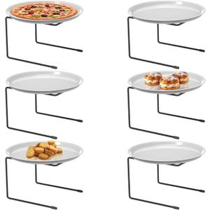 6-Piece Black Metal Pizza Table Stands - Restaurant Pizza Holder and Display Rack