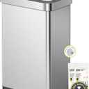 EKO EcoNova 13.2 Gallon/ 50L Automatic Sensor Kitchen Trash Can, Stainless Steel Touchless Garbage Bin with Soft-Close &Stay-Open Lid, Fingerprint-Resistant