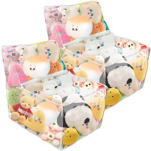2pcs Stuffed Animal Storage Bean Bag Chair Covers, Large Zipper Clear PVC Stuffed Animal Organizer Bean Bag Seat, Suitable for Bedroom Nursery Play Room Decor, Easy to Clean