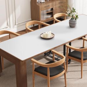 Pure White Plastic Table Cover Protector, 36" x 72" Waterproof Easy Flat PVC Desk Pad Mat, 1.5mm Thick Rectangle Vinyl Table Top Protector for Dining Room Table, Office, Dresser