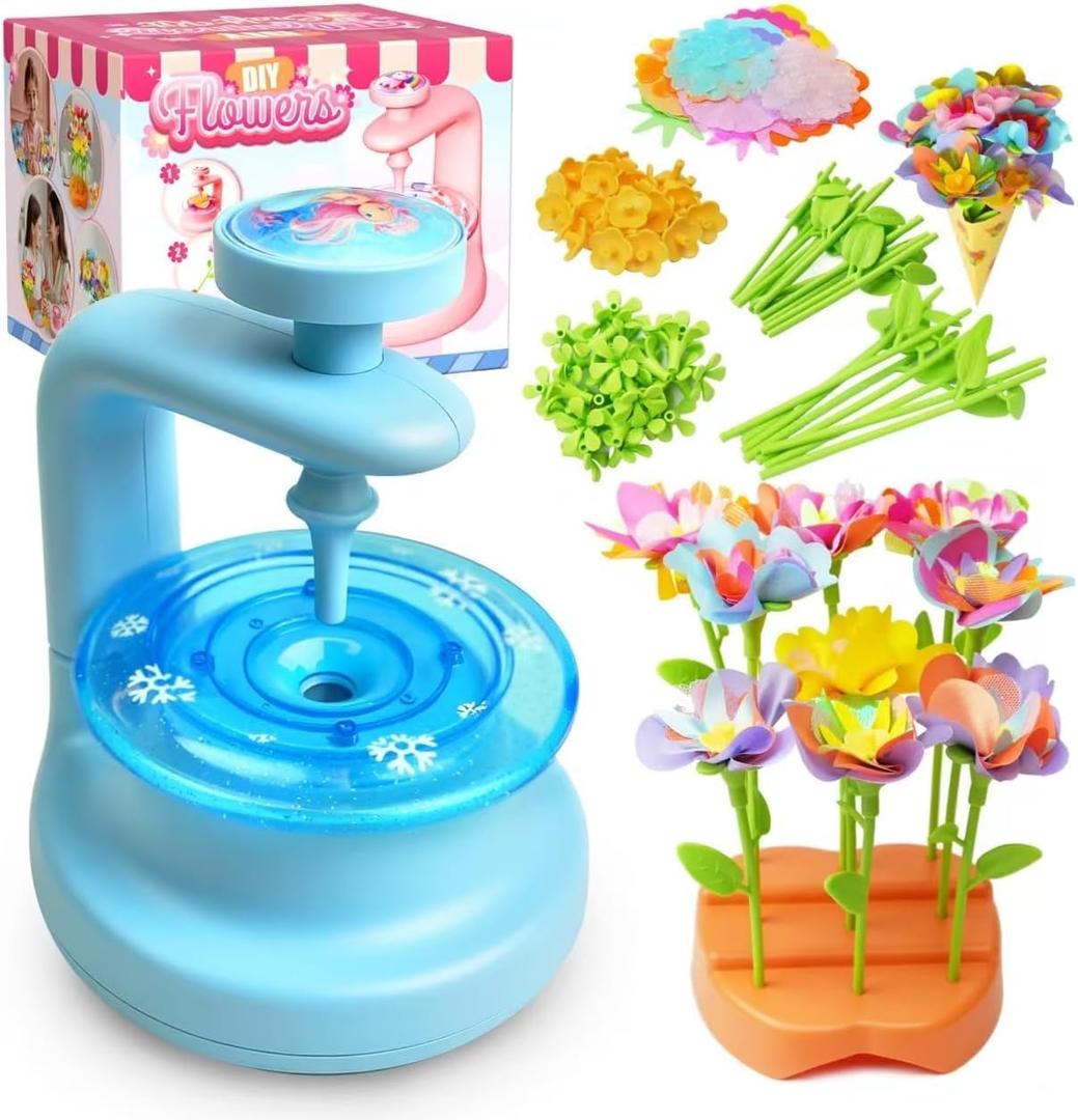 VNLINA DIY Fabric Flower Bouquets Toys Crafts for Girls, Arts and Crafts for Kids Ages 4-8 8-12, Perfect Holiday Party Activity Toy, Birthday Gifts for Girl (Blue)