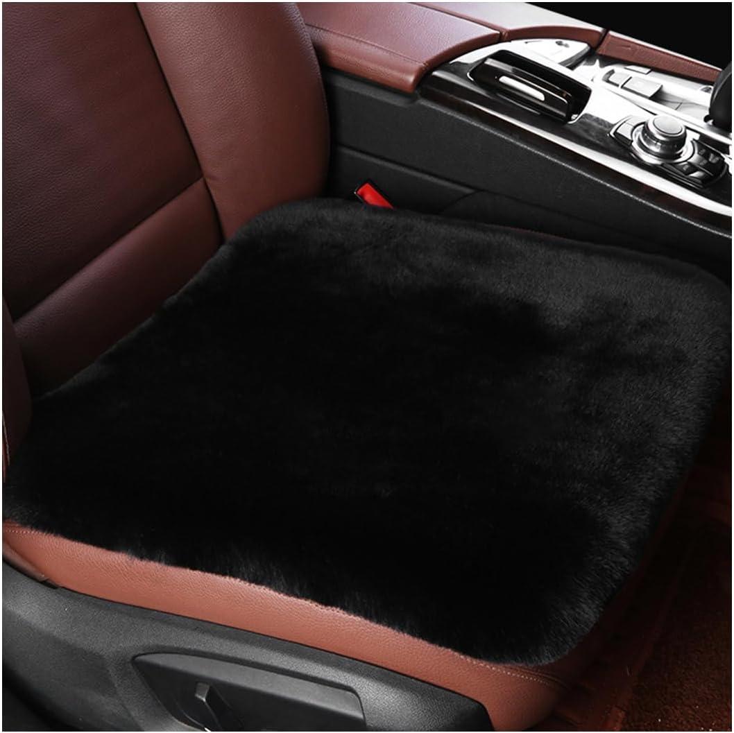 Ohleats Sheepskin Car Seat Cushion, Comfortable Soft Fur Wool Auto Front Seat Cover, Vehicle Seat Protector Pad for Warm Winter Office Chair, Universal Decor Car Accessories (Black) (1 Pc Black)