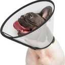Supet Adjustable Dog Cone Collar for Licking Prevention - Elizabethan Collar for Medium, Small, Large Dogs - Comfortable Pet Recovery After Surgery - Plastic Head Neck Cone of Shame (White), Size: S+