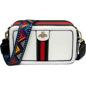 Beatfull Designer Crossbody Bag Bee Shoulder Purse for Women Trendy Wide Strap Camera Clutch PU Leather Handbag