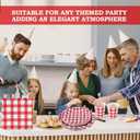168Pcs Gingham Party Supplies for 24 Guests Thick Napkins and Paper Plates Knives Spoons Forks Cups Disposable Tableware Set Cutlery for Dinner Baby Shower Wedding Favor(Red)