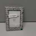 Bone Photo Frame Chevron Herringbone Art Vintage Table-Top/Wall Dcor With Premium Back Painted Picture Frames Gray and White (6x4 inch)