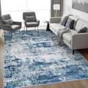 9x12 Area Rug Living Room Rug: Washable Modern Abstract Soft Thin Rug Indoor Floor No Slip Stain Resistant Carpet for Bedroom Dining Room Farmhouse Nursery Home Office - Blue