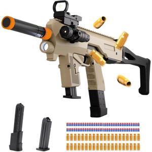 Two Modes Toy Gun Shell Ejecting Rifle with 80 Soft Bullets 40 Shells 2 Clips Soft Bullet Toy Guns Outdoor Shooting Games Christmas Halloween Birthday Gifts (Sand Color)