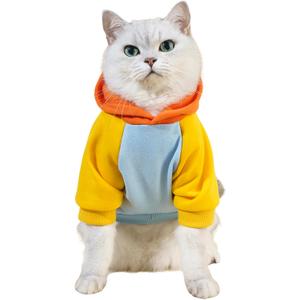 QWINEE Basic Dog & Cat Apparel - Warm Jacket & Shirt for Small Medium Dogs & Cats, Orange & Blue Medium (Orange and Blue)