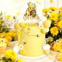 Bttwkco Winnie Baby Shower Cake Decorations Party supplies, First Birthday Classic Pooh Acrylic Cake Topper Bees & Flowers