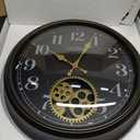 OCEST 15” Industrial Gear Wall Clock – Vintage Steampunk Decor with Moving Gears, Silent Quartz, for Living Room, Farmhouse, Office