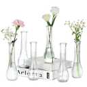 NUPTIO Glass Bud Vases Centerpiece: 6 Pcs Small Flower Vase for Wedding in Bulk - Cute Clear Ribbed Vase for Party Events Home Table Decor