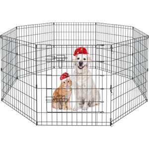 Pet Playpen Dog Pen Foldable Dog Exercise Fence 8 Panels 30 Inch Kennels Pet Playpen Options Ideal for Pet Medium Animals Outdoor Indoor