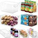 Qilinba Clear Storage Bins 8 Pack for Pantry Organizers, 4 Large Plastic Pantry Organizer Bins and 4 Small Stackable Storage Containers for Kitchen Cabinet, Home Edit, Freezer Fridge Organizer