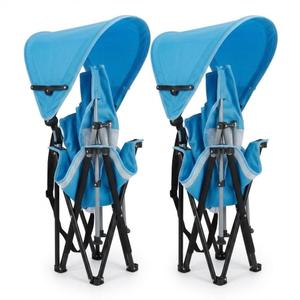Portable Folding Canopy Camp Chairs (Set of 2) – Blue, Overall Height (with Canopy): 50 in. to 58 in. (~127 – 147 cm)