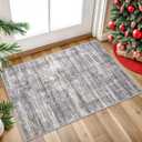 2 x Modern Abstract Entryway Rug 2x3 Beige Grey Small Area Rug Kitchen Rugs Non-Slip Washable Ultra Thin Soft Print Striped Low-Pile Indoor Door Mat Floor Carpet for Entrance Bedroom Bathroom