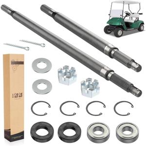 10L0L OEM# 20377G11 20377G12 Golf Cart Rear Splined Axle Shaft with Bearing Seal Kit fit EZGO TXT Medalist Electric 1994-2013 (Driver Side+Passenger Side)