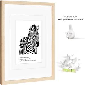 11x14 Picture Frames Matted for 8x10 and 6x8 Picture, Set of 2 Solid Wood Picture Frame with Tempered Real Glass, Wall Gallery Frame Set for Tabletop or Wall Mounting Display (2 Pack of Oak)