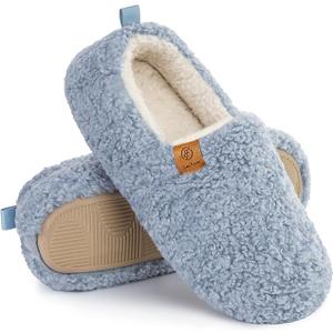 EverFoams Women’s Soft Curly Full Slippers Memory Foam Lightweight House Shoes Cozy Loafer with Polar Fleece Lining Size 7-8