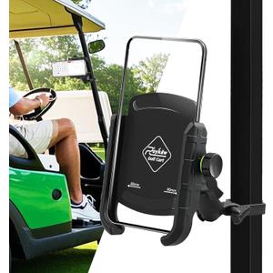 Roykaw Golf Cart Phone Mount Holder for iPhone/Galaxy/Google Pixel - Compatible with EZGO, Club Car, Yamaha, Upgrade Quick Release &One-Handed Pick and Place, Won't Fall Out (Black)