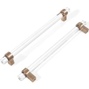 Glass Crystal Champagne Bronze Cabinet Pulls, 7-1/2 Inch Brass Drawer Handles (192mm, 10 Pack)