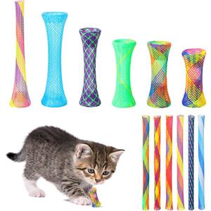 Leitee 60 Pcs Cat Spring Toys Kitten Colorful Fun Tubes Indoor Interactive Cat Tube Plastic Coil for Pet Hunt Scratching(Random Colors)