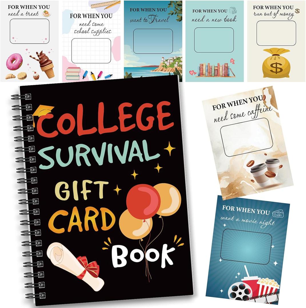Zhanmai College Gift Card Book 7 x 5 Inch Graduation Gift Card Book 2026 College Survival Booklet Organizer Leaving Home High University School Birthday Care Package Cash Holder(Cute)