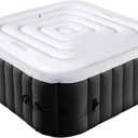 Tlswshsy 4.2Ft Inflatable Hot Tub Cover- Energy Saving Lid for Square Hot Tub- Foldable Protective Rain Overflow Cover for Inflatable Outdoor Hot Tubs