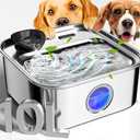 oneisall Dog Water Fountain for Large Dogs, 10L/2.6Gal Stainless Steel Automatic Dog Water Bowl Dispenser with Deeper, Wider Drinking Area, Water Window & Triple Filtration for Large Dogs & Multi-Pet
