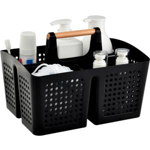PAKCHOICE Portable Shower Caddy Basket with Compartments, Plastic Divided Cleaning Caddy Organizer Storage Tote with Handle for Bathroom, College, Dorm Room Essentials