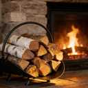 Black Log Holder Indoor and Outdoor Firewood Rack Hearth Basket