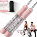 Upgrade Portable Ropeless Battle Ropes - Adjustable Weights Cordless Battle Ropes for Home Gym with Training Poster - Battle Rope Sticks Exercise Equipment for Low-Impact Workout, HIIT & Cardio - Pink