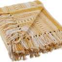DII Braided Striped Throw, 50x60, Honey Gold