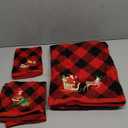 Shojoy 3 Pack Christmas Towels Set - 100% Cotton Large Size Christmas Theme Embroidery Bath, Hand & Facial Towels for Home Bathroom & Kitchen (Red and Black Plaid, 3 Sizes)