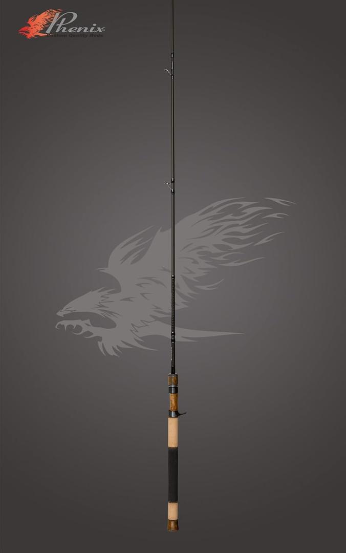 Phenix Rods Black Chrome Casting / 8'2" / 2 PC / 5-14 LB LINE Rating/Light/Fast Taper Action / 1/8-3/4 OZ Lure Weight/Essex Guides/BURL Wood Reel SEAT/Cork & EVA Handle