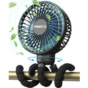 FRIZCOL Stroller Fan for Baby - Portable Fan Rechargeable - Battery Operated Fan(Use for 24Hrs) - Fan for Handheld/Clip On/Car Seat/Desk/Camping (Black)
