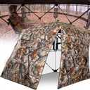 270/360 Degree See Through Hunting Blind 1-3 Person with Tri-Leg Hunting Stool, Pop up Ground Blinds for Deer Turkey Duck Hunting, Hunting Adjust Windows with Silent Zipper (360 - Camo Pine-cone)