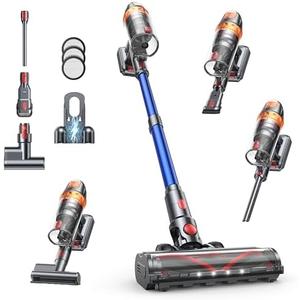 Vacuum Cleaner, 650W with Extra Mattress Cleaning Tool, 50KPA Stick Vacuum Cleaners for Home 65 Mins Runtime, Self-Standing, Wall Mount Charging, Rechargeable Vacuum for Floor Carpet Pet Hair