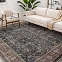 CHAMPLANT Washable Area Rug 9'x12' Retro Boho Design Non-Shedding Easy Care Ideal for High Traffic Areas in Living Room Bedroom Office Coffee Table Kitchen Large Carpet