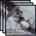 Fxojyvo 22x22 Frame Set of 3, Black Picture Frame for 22 x 22 Square Picture Poster Photo, Light Weight and High Transparent 22 by 22 Frame for Wall - 3 Pack/Black/22 x22