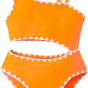 SuperGlee Toddler Girl One-Piece Swimsuit Baby Girl Cut Out Contrast Trim Swimwear Beach Bathing Suits (US, Age, 2 Years, 3 Years, Vibrant Orange)