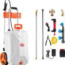 VEVOR Battery-Powered Sprayer with Wheeled Cart, 10 Gallons Electric Weed Sprayer, Adjustable 0-80 PSI, Yard Lawn Sprayers with Wheels, 5 Nozzles & 98ft Hose, 3-6H Spray Time, for Weeding, Cleaning | Electric Weed Sprayer, Yard Sprayer for Lawn & Garden, Adjustable 0-80 PSI, 5 Nozzles & 98 ft Hose, 3-6H Spray Time