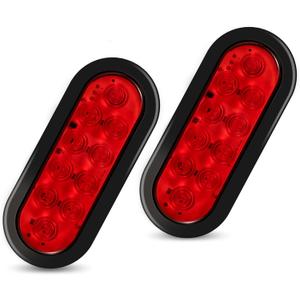 6" Oval LED Trailer Lights Kit, 2PCS Waterproof Stop/Turn/Brake Tail Lights with 10 LED Markers for Truck, RV, Boat, Trailer (Red) DOT Compliant