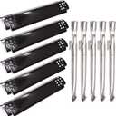 Grill Replacement Parts for Nexgrill 720-0888, 720-0888N, 720-0830H, 720-0864, Members Mark 720-0882D Grill, 5-Pack Heat Plate Shields Burner Tubes Parts for Nexgrill 720-0888 5 Burner Grill (Porcelain Steel)