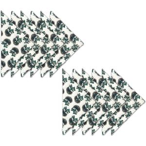 Craftbot Thin Washable Cotton Napkin 18x18 inches - Lightweight Cloth Printed Napkins Set of 12 - Everyday Use or Dinner Party and Events - White and Dull Green Floral Indian Block Print Soft Fabric