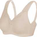 Minimizer Cotton Bra for Women Full Coverage Wireless Non Padded Plus Size(Beige,36DDD) (Beige)