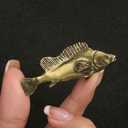SnowOwl Small Brass Sculpture Solid Metal Statue Ornament Mini Animal Insects Figurine for Home Office Garden Desktop Decor 3PCFish (Gold-8)