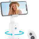 Auto Face Tracking Tripod 360 Rotating Cell Phone Photo and Video Kits Stand, No App, Camera Stand with Remote and Gesture Control, Rechargeable Smart Shooting Stand for Live Recording TiktokWhite