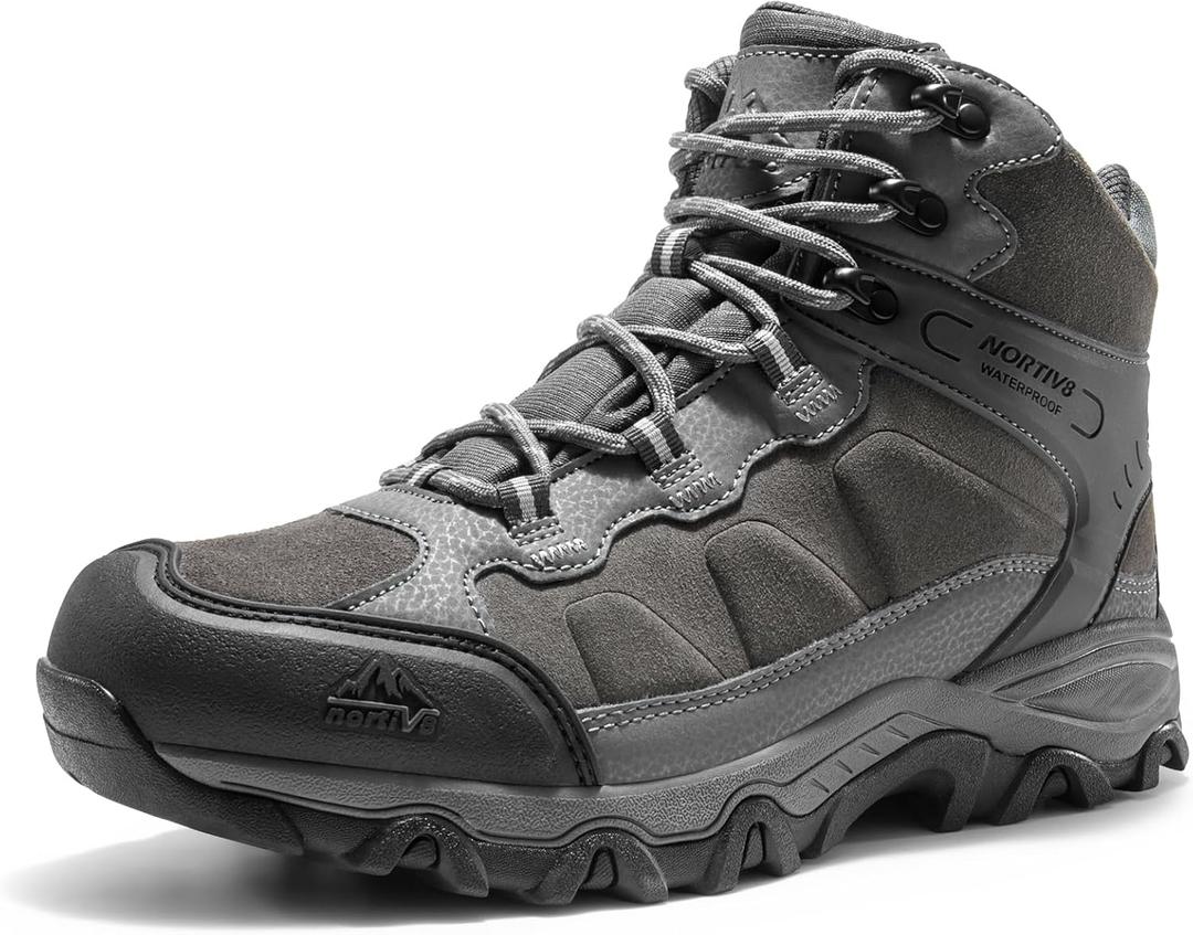 NORTIV 8 Men's Waterproof Hiking Boots Outdoor Mid Trekking Lightweight Mountaineering Shoes Paladin (8.5, Dark Grey)